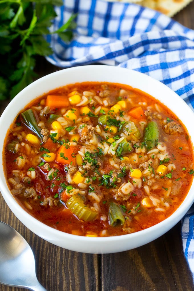 Alphabet Soup Recipe | Hamburger Soup | Beef and Vegetable Soup #soup #hamburger #noodles #dinner #sadud #carrots A bowl of alphabet soup with beef and vegetables in a tomato broth.