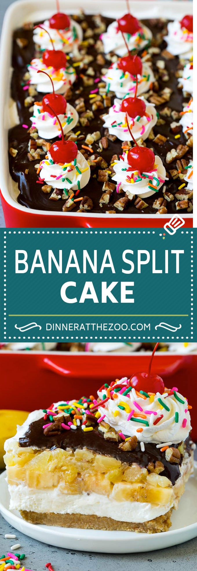 Banana Split Cake Recipe | No Bake Cake | Banana Split Dessert #banana #chocolate #nobake #cake #cheesecake #sadud
