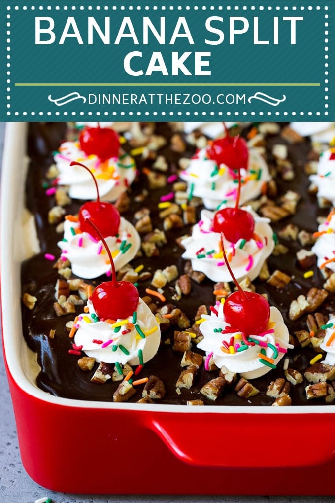Banana Split Cake Recipe | No Bake Cake | Banana Split Dessert #banana #chocolate #nobake #cake #cheesecake #sadud