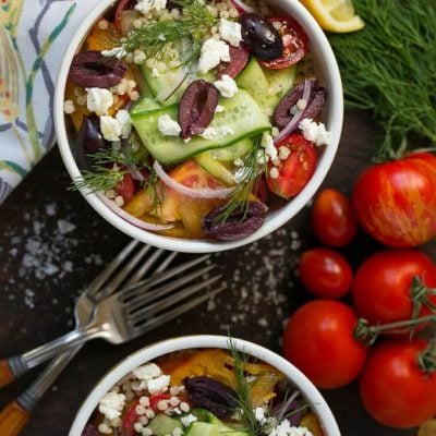 Greek couscous bowls are a light and healthy main course or side dish.