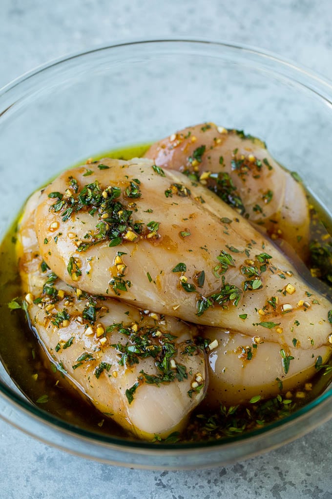 Grilled Chicken Breast Recipe | Marinated Chicken Breast | Chicken Marinade #chicken #grilling #marinade #summer #dinner #sadud Chicken breasts coated in garlic, herbs, lemon, soy sauce and olive oil.
