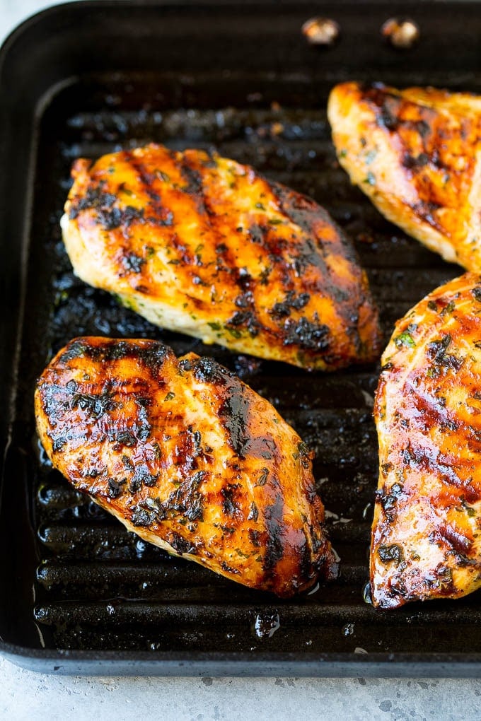 Grilled Chicken Breast Recipe | Marinated Chicken Breast | Chicken Marinade #chicken #grilling #marinade #summer #dinner #sadud Chicken breasts cooked on a grill pan.
