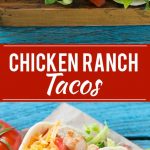 This recipe for chicken ranch tacos is grilled chicken with bacon, homemade ranch sauce, cheese and fresh vegetables, all stuffed inside warm flour tortillas. A family friendly meal that's simple to make and fun to eat!