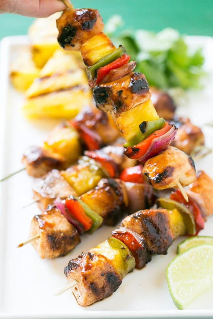Hawaiian Chicken Kabobs Recipe | Hawaiian Chicken Kabobs | Chicken Pineapple Kabobs #pineapple #chicken #grilling #dinner #sadud Hawaiian chicken skewered with pineapple and bell peppers.