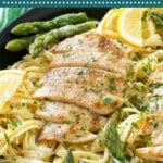 This recipe for lemon asparagus pasta combines tender asparagus and grilled chicken with pasta in a lemon cream sauce.