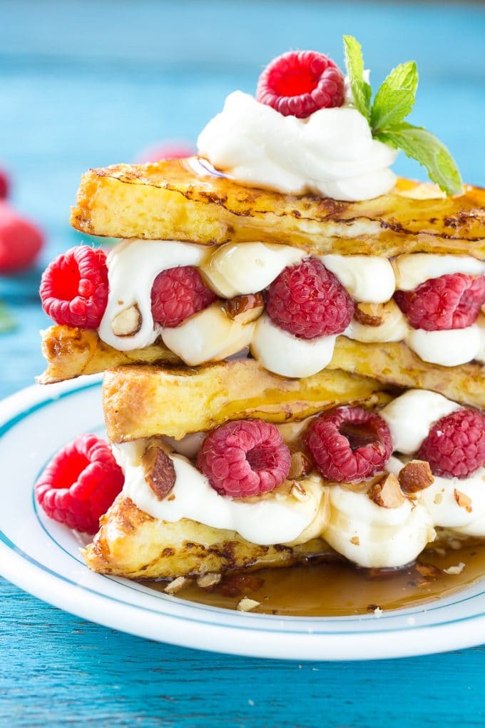 Stuffed French Toast | Cream Cheese Stuffed French Toast | French Toast Recipe #frenchtoast #raspberry #creamcheese #breakfast #brunch #sadud Stuffed french toast filled with cream cheese and raspberries.