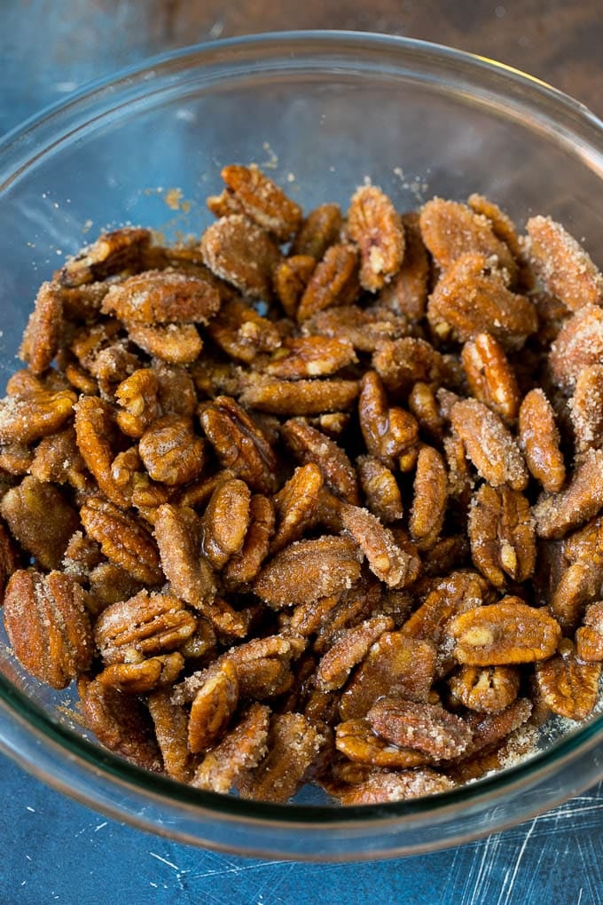 Candied Pecans Recipe | Glazed Pecans | Sugared Pecans #pecans #nuts #snack #dessert #sadud Nuts coated in egg white and sugar.