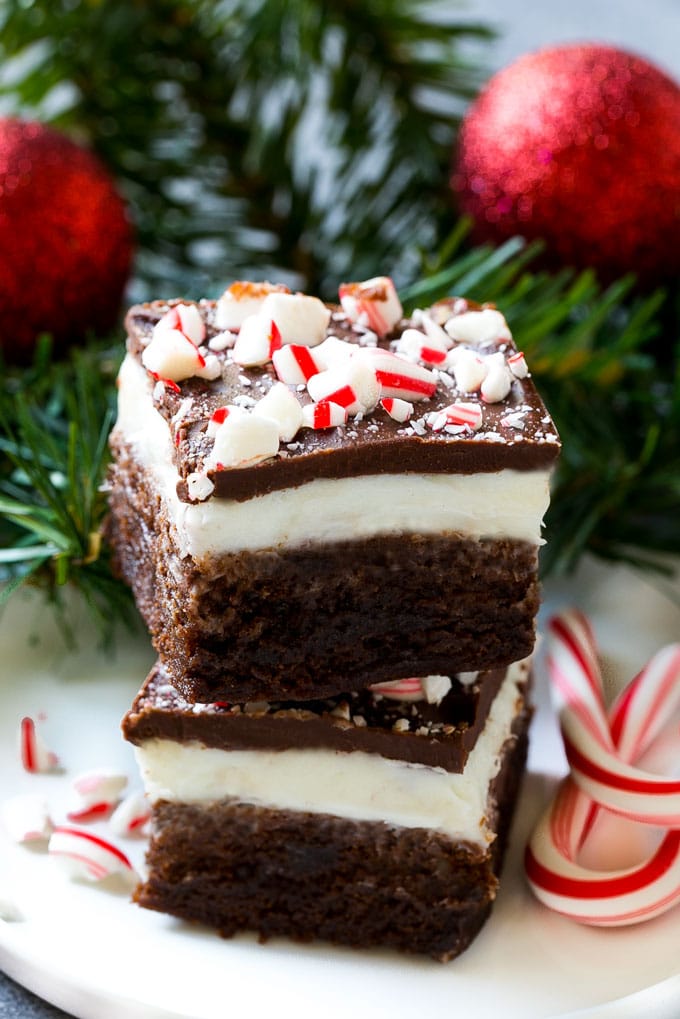 Peppermint Brownies Recipe | Holiday Brownies | Candy Cane Brownies | Mint Brownies #brownies #mint #peppermint #chocolate #dessert #christmas #sadud These layered treats on a plate are simple to make yet look so impressive.