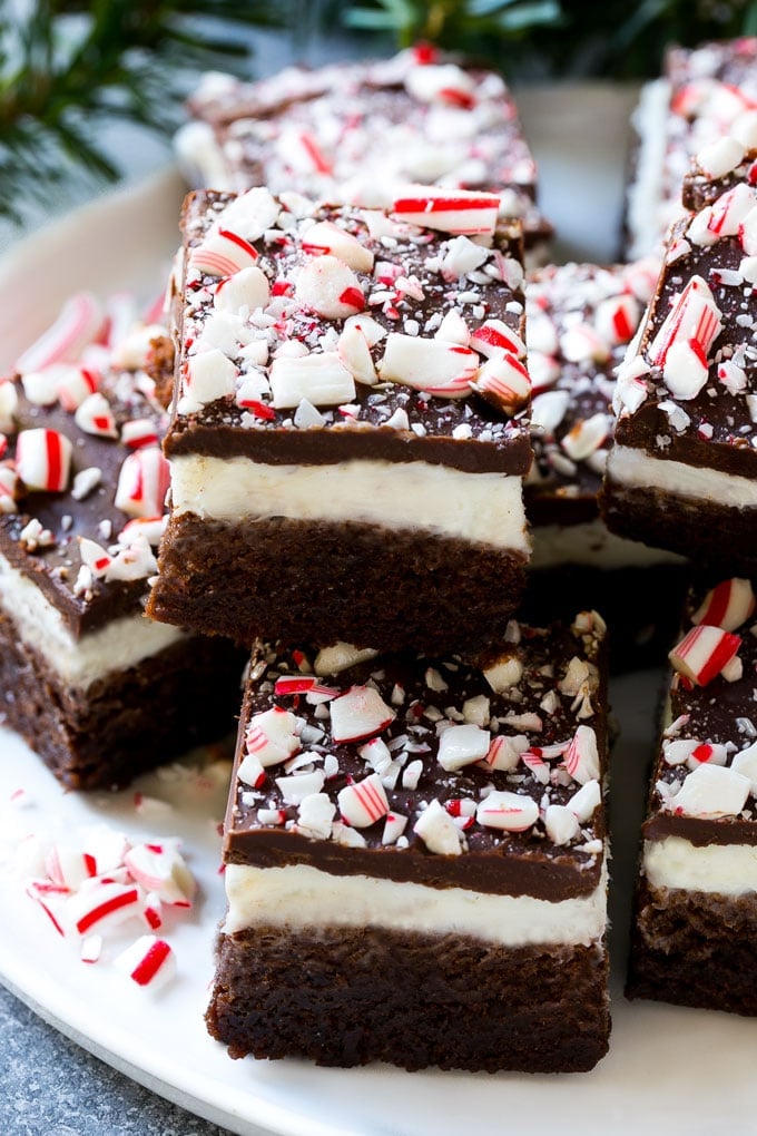Peppermint Brownies Recipe | Holiday Brownies | Candy Cane Brownies | Mint Brownies #brownies #mint #peppermint #chocolate #dessert #christmas #sadud These layered peppermint brownies are full of flavor and so festive for the holidays with crushed candy canes on top.