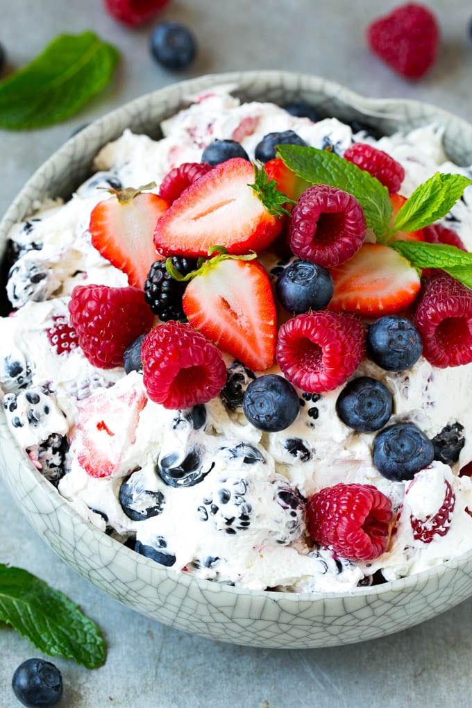 Berry Cheesecake Salad Recipe | Fruit Salad | Berry Fruit Salad | Cheesecake Salad #salad #cheesecake #fruit #berries #sidedish #dessert #sadud Berry cheesecake salad with fresh mixed berries tossed in a creamy dressing.