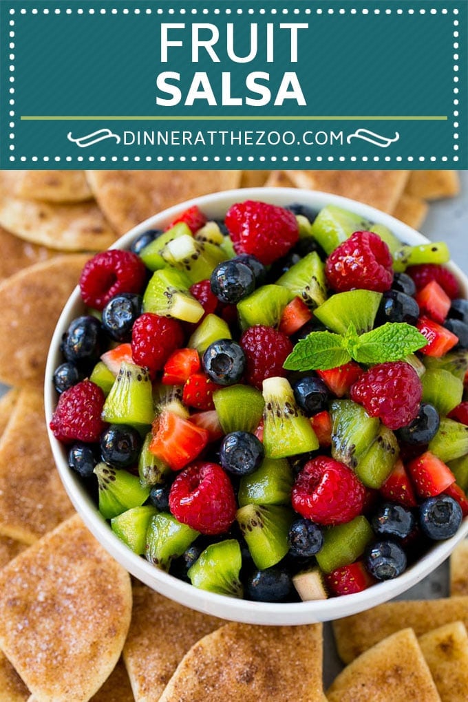 Fruit Salsa Recipe | Dessert Salsa | Cinnamon Sugar Chips | Fruit Recipe #fruit #kiwi #blueberry #strawberry #dip #salsa #sadud #dessert #snack