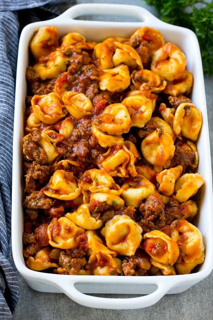 Baked Tortellini with Meat Sauce Recipe | Cheese Tortellini | Tortellini Recipe | Baked Pasta Recipe #tortellini #bakedtortellini #meatsauce #pasta #dinner #sadud A dish of cheese tortellini tossed in meat sauce.