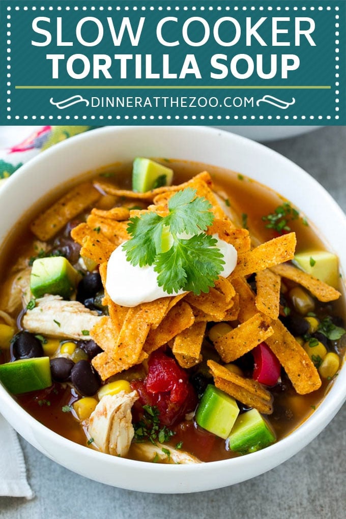 Slow Cooker Chicken Tortilla Soup Recipe | Chicken Soup Recipe | Slow Cooker Chicken Soup | Mexican Chicken Soup | Tortilla Soup Recipe #soup #tortillasoup #chickensoup #mexican #mexicansoup #dinner #sadud