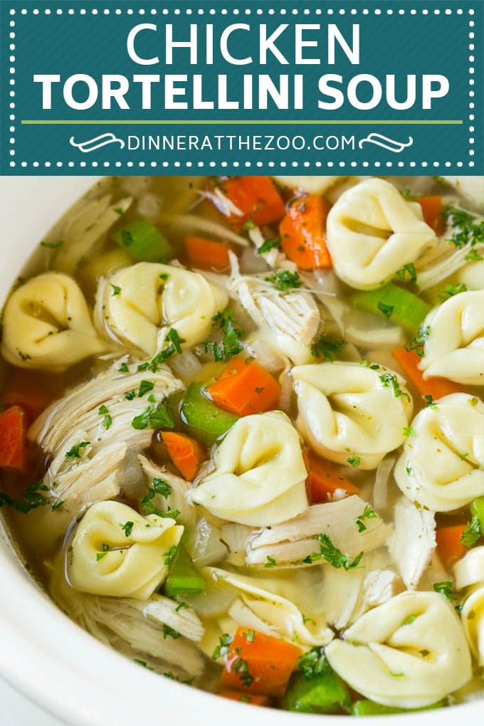Chicken Tortellini Soup #soup #chicken #pasta #tortellini #slowcooker #crockpot #dinner #sadud