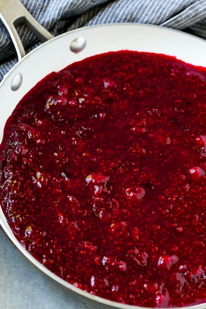 Raspberry Sauce Recipe | Homemade Raspberry Sauce | Raspberry Recipe #raspberries #dessert #sadud Berries cooked in a skillet.