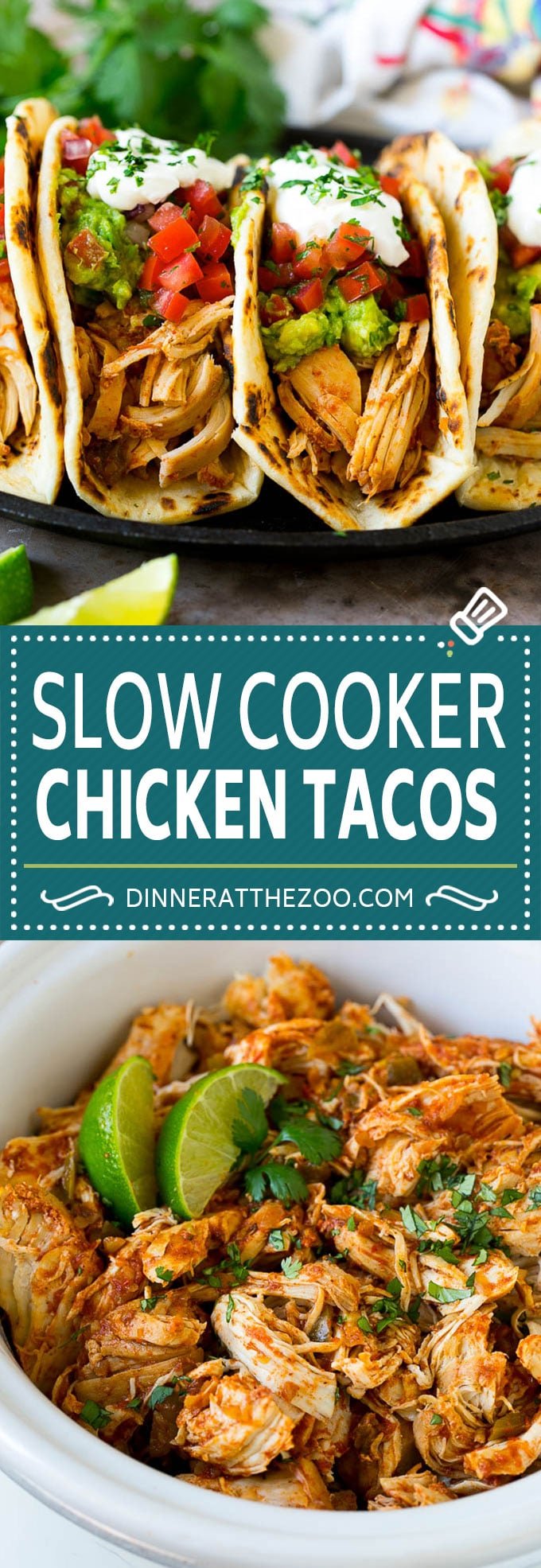 Slow Cooker Chicken Tacos Recipe | Crock Pot Chicken Tacos #tacos #chicken #slowcooker #crockpot #tacotuesday #dinner #sadud