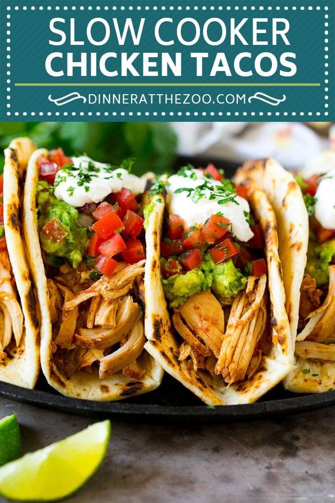 Slow Cooker Chicken Tacos Recipe | Crock Pot Chicken Tacos #tacos #chicken #slowcooker #crockpot #tacotuesday #dinner #sadud