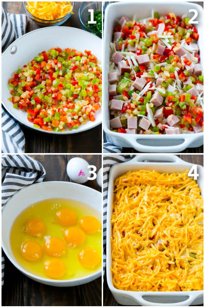 Hash Brown Egg Casserole Recipe | Breakfast Casserole with Ham | Hash Brown Casserole | Ham and Egg Casserole | Egg Casserole with Ham #casserole #breakfast #eggs #egg #hashbrown #sadud Step by step shots showing how to make an egg casserole.