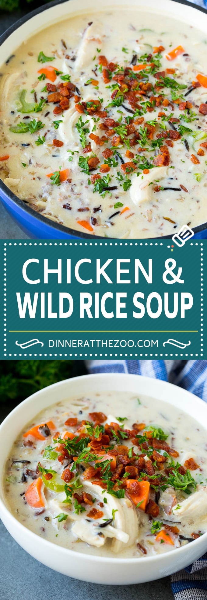 Chicken and Wild Rice Soup Recipe | Creamy Chicken Soup #chicken #rice #soup #bacon #dinner #sadud