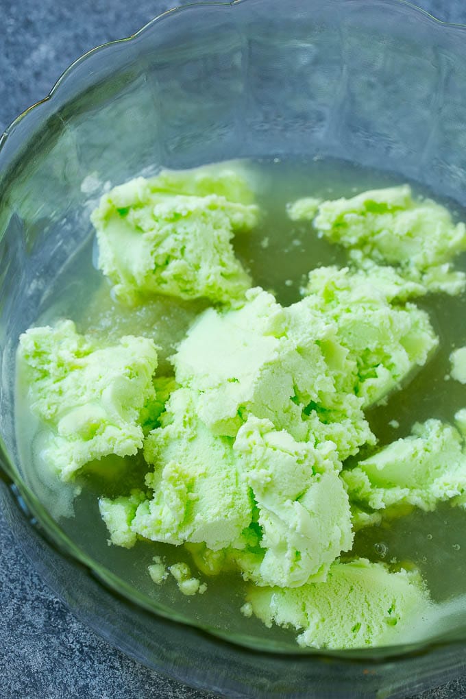 Lime Sherbet Punch | Party Punch Recipe | Sherbet Punch Recipe | Limeade Recipe #sherbet #punch #lime #drink #sadud A bowl with limeade concentrate and sherbet in it.