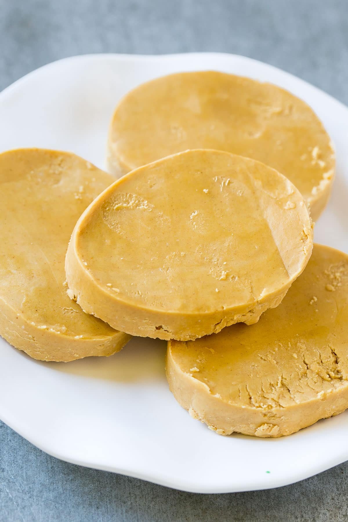 Nutty dough cut into ovals.
