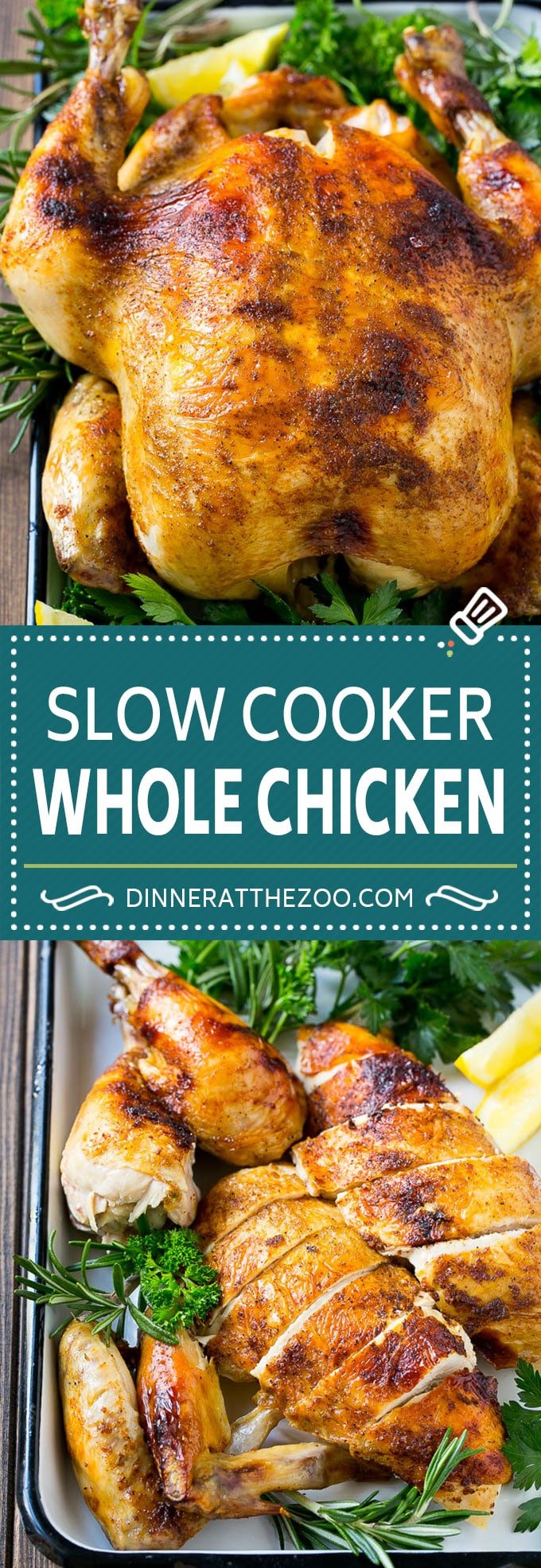 Slow Cooker Whole Chicken | Slow Cooker Rotisserie Chicken | Crock Pot Roasted Chicken | Crock Pot Whole Chicken #chicken #slowcooker #crockpot #glutenfree #dinner #sadud