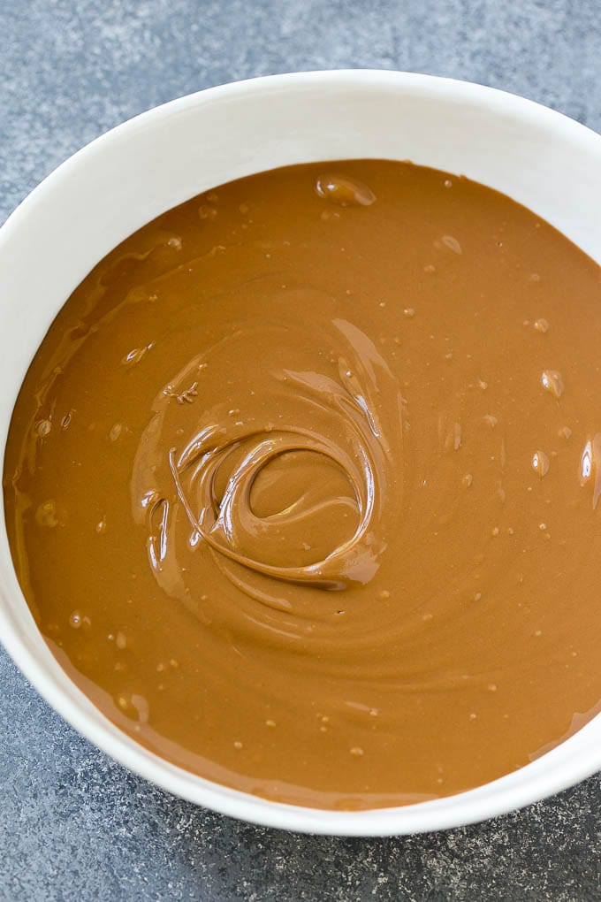Haystack Cookies Recipe | No Bake Cookies | Chow Mein Noodle Cookies #nobakecookies #cookies #recipe #chocolate #sadud A bowl of melted milk chocolate chips and butterscotch chips.
