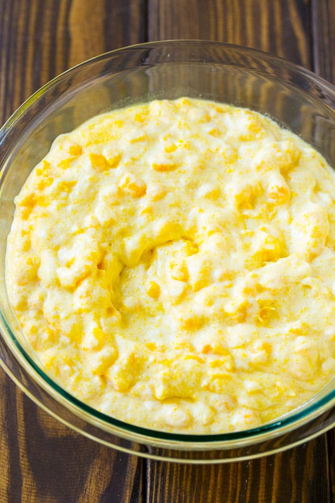 Corn Pudding Recipe | Corn Casserole | Corn Side Dish #corn #pudding #casserole #sidedish #thanksgiving #dinner #sadud A bowl of batter.