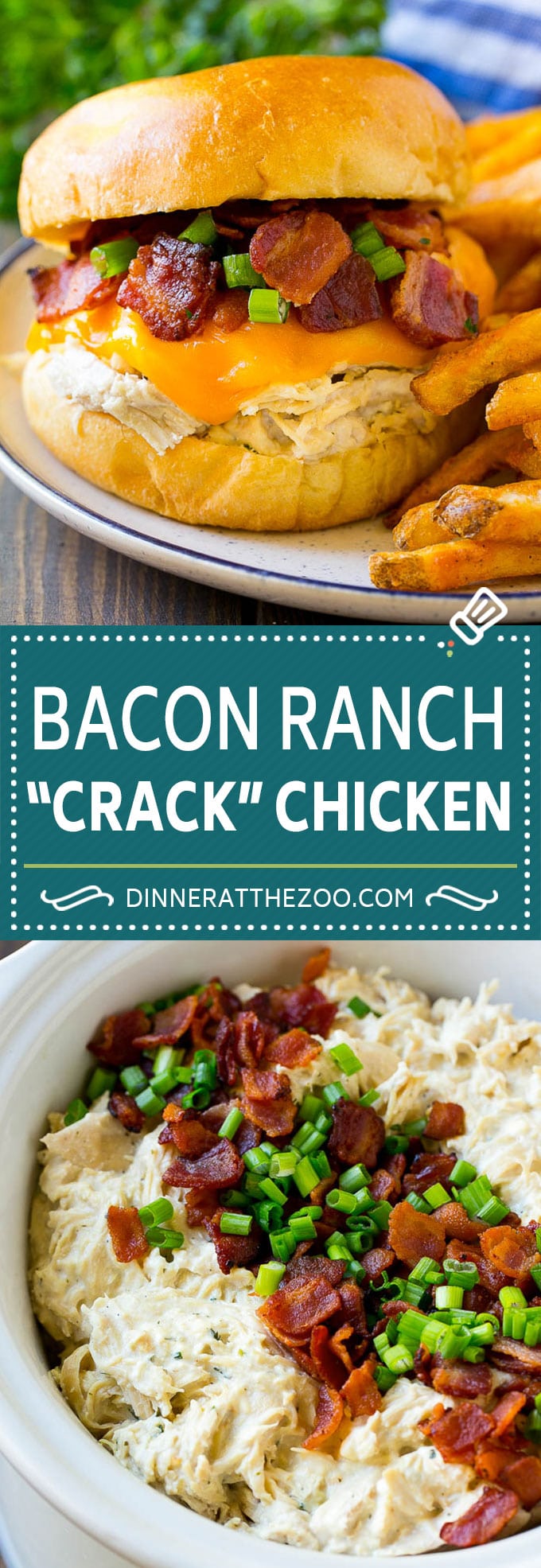 Crack Chicken Recipe | Bacon Ranch Chicken | Slow Cooker Chicken #chicken #ranch #bacon #cheese #slowcooker #crockpot #lowcarb #keto #dinner #sadud