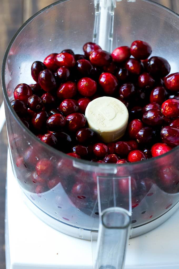 Cranberry Salad Recipe | Fluff Salad #cranberry #salad #fall #dinner #sadud #thanksgiving Cranberries in a food processor.