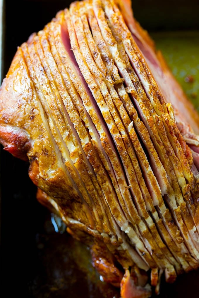 Honey Baked Ham Recipe | Glazed Ham | Holiday Ham #ham #dinner #sadud #christmas #thanksgiving #easter A spiral cut ham that's been baked and is ready for glaze.