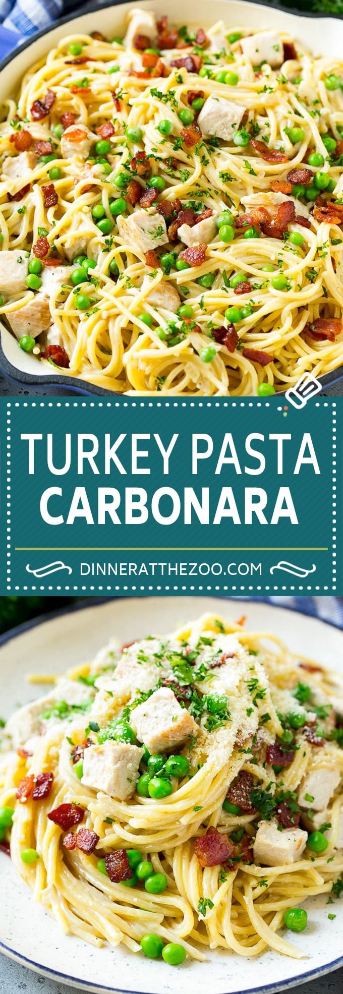 Turkey Pasta Carbonara | Turkey Pasta | Leftover Turkey Recipe #turkey #pasta #bacon #peas #dinner #sadud