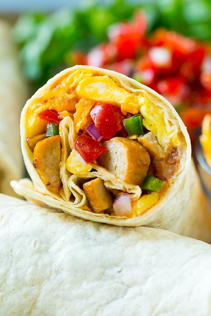 Breakfast Burrito Recipe | Sausage Breakfast Burrito #breakfast #sausage #eggs #burrito #sadud A breakfast burrito stuffed with sausage, eggs, pico de gallo and cheese.