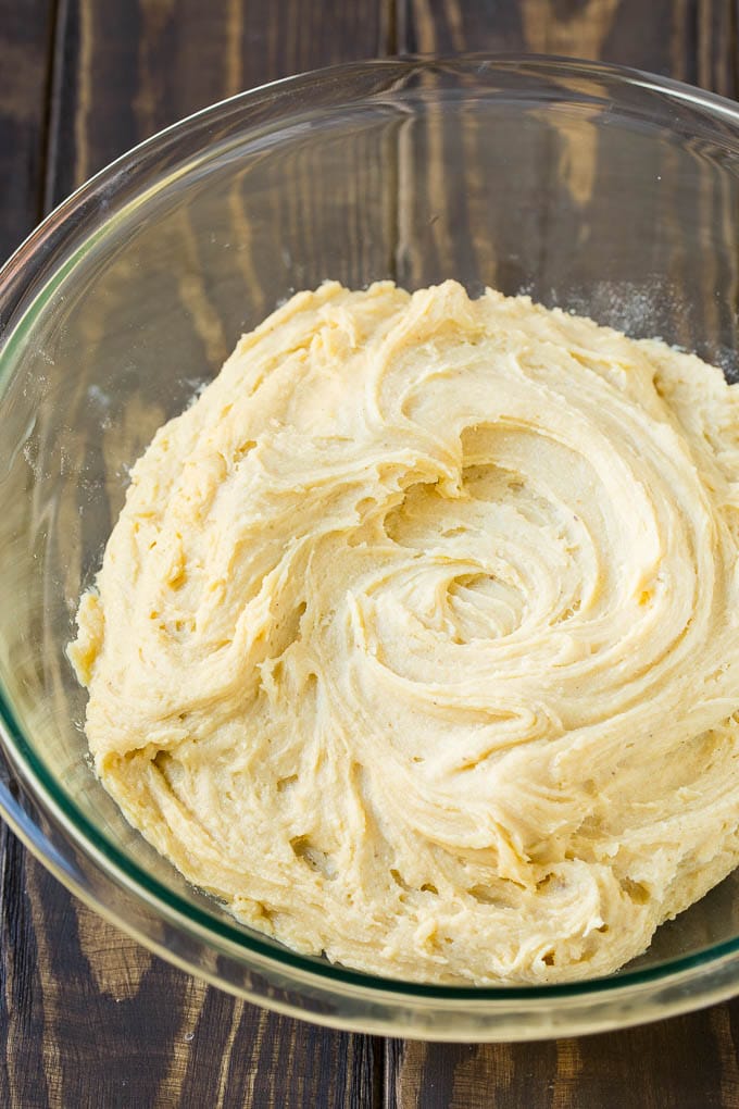 Eggnog Cookies Recipe | Holiday Cookies | Christmas Cookies #cookies #eggnog #baking #christmas #sprinkles #dessert #sadud Cookie dough in a mixing bowl.