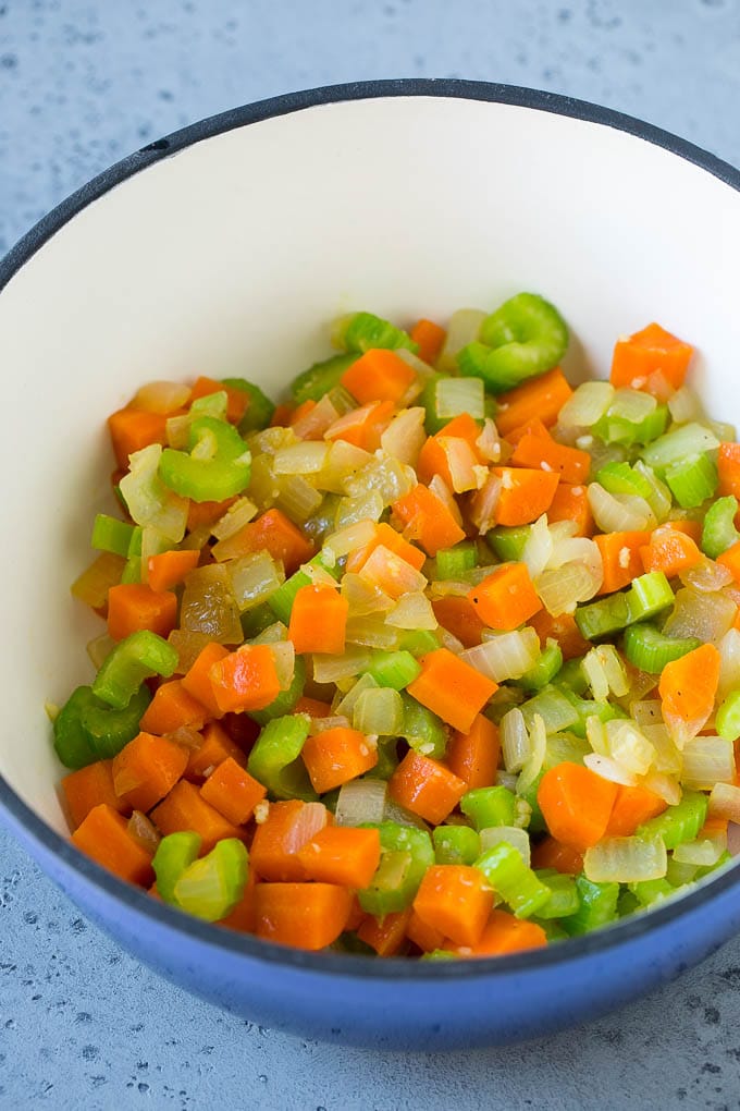 Cabbage Soup Recipe | Vegetable Soup | Veggie Soup | Healthy Soup #soup #healthy #cleaneating #cabbage #vegetables #veggies #dinner #sadud Carrots, onions and celery in a soup pot.