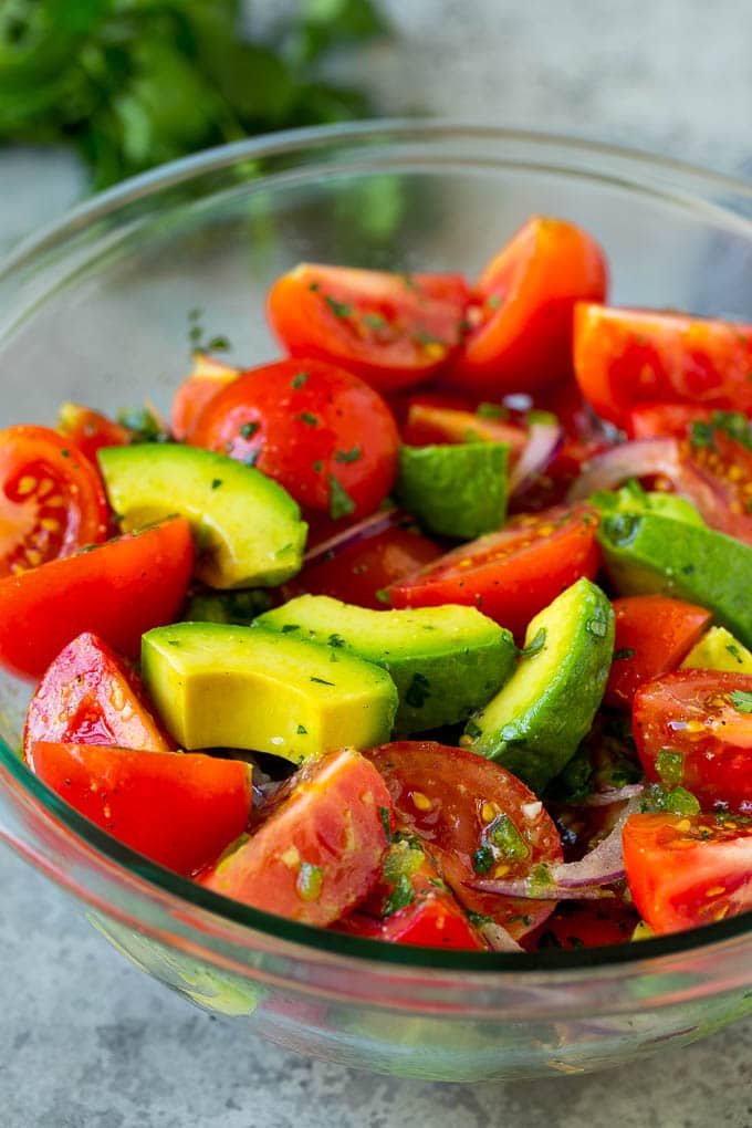 Tomato Avocado Salad Recipe | Avocado Salad | Tomato Salad #salad #tomato #avocado #glutenfree #cleaneating #dinner #sadud #healthy Avocado salad with tomatoes and red onion.
