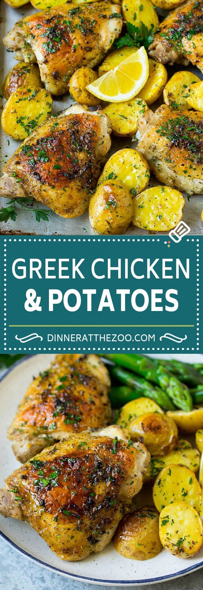 Greek Chicken and Potatoes Recipe | Sheet Pan Dinner | Roasted Chicken Thighs #chicken #chickenthighs #garlic #potatoes #onepotmeal #dinner #sadud #cleaneating