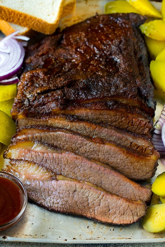 Smoked Brisket Recipe | Beef Brisket | BBQ Beef #brisket #smoker #beef #bbq #dinner #sadud Smoked brisket sliced and served with pickles, onions and bread.