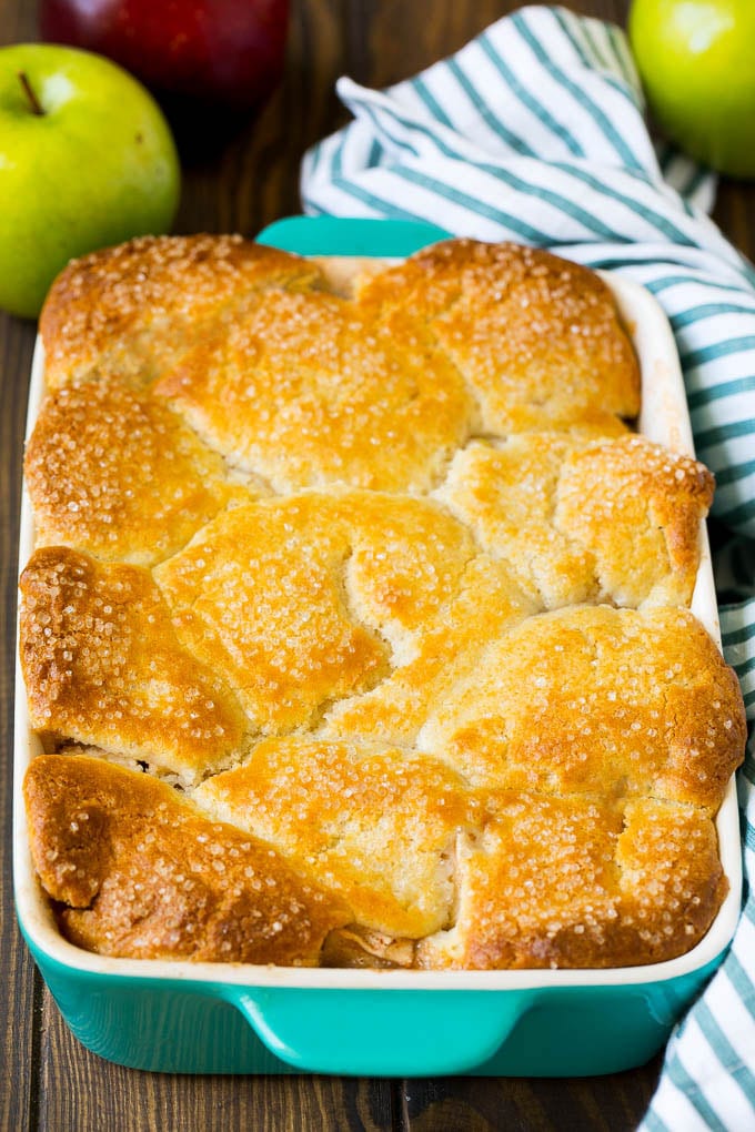 Apple Cobbler Recipe | Apple Dessert #apples #cobbler #dessert #baking #fall #sadud A dish of baked apple dessert topped with sugar.