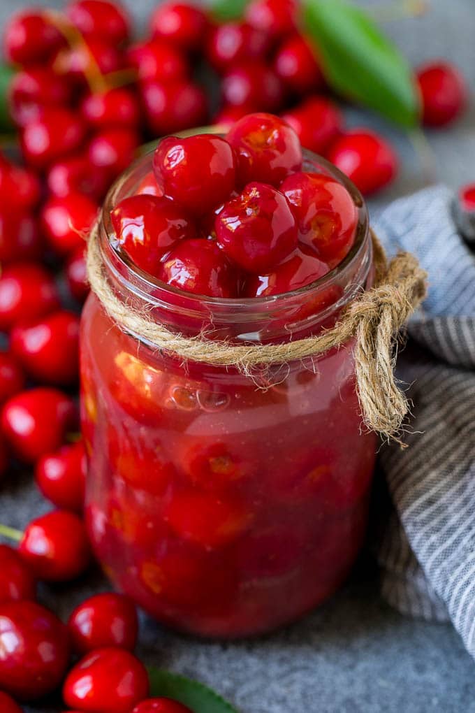 Cherry Pie Filling Recipe #pie #cherries #dessert #sweets #sadud #summer Cherry pie filling in a mason jar.