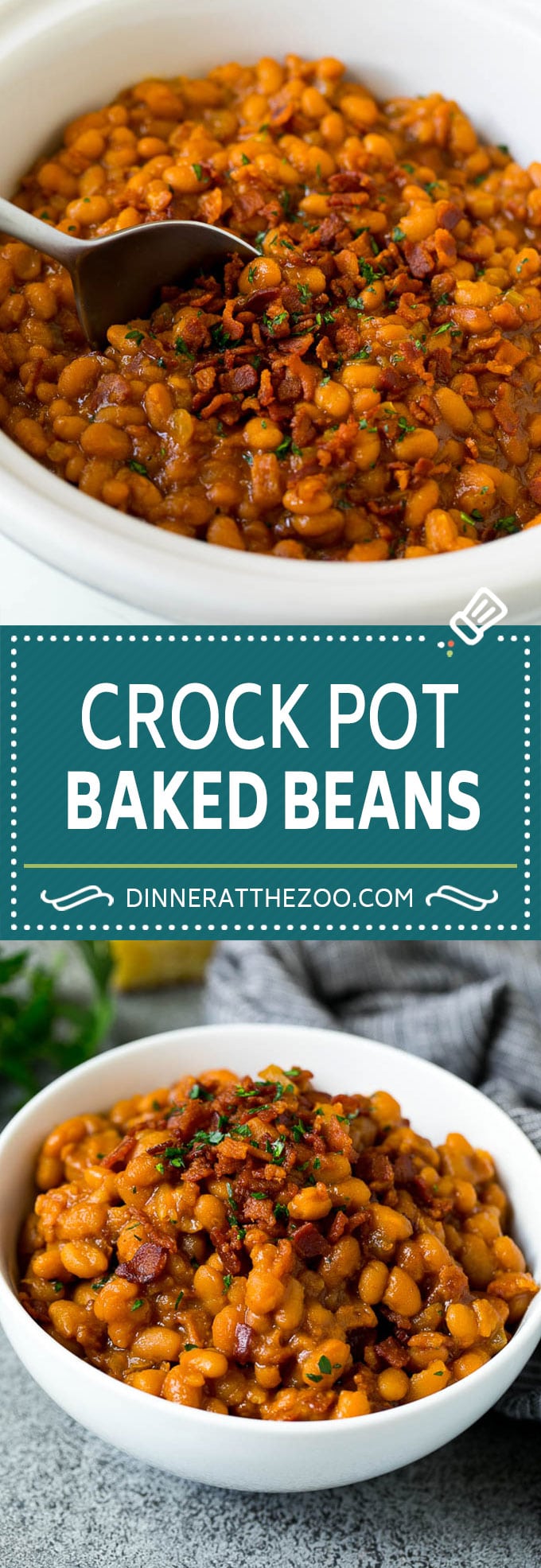 Crock Pot Baked Beans | Slow Cooker Baked Beans #beans #bacon #slowcooker #crockpot #sadud