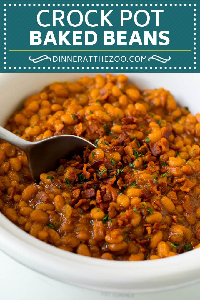 Crock Pot Baked Beans | Slow Cooker Baked Beans #beans #bacon #slowcooker #crockpot #sadud