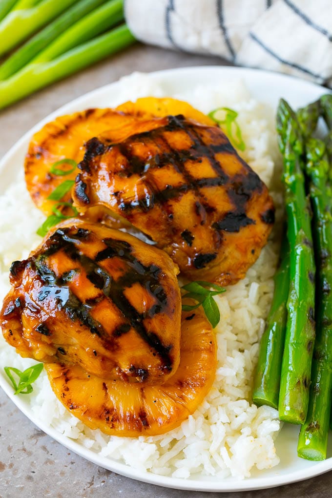Huli Huli Chicken Recipe | Hawaiian Chicken | Grilled Chicken Thighs #chicken #pineapple #grilling #dinner #sadud Huli huli chicken and pineapple served over rice.