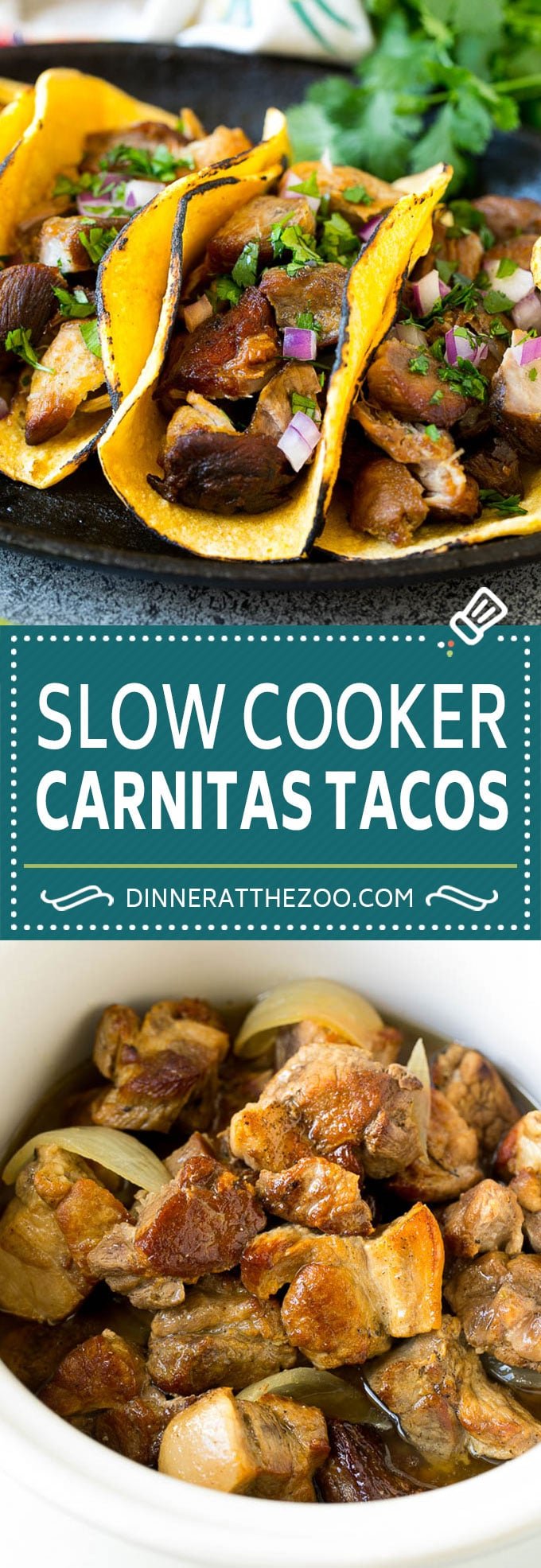 Slow Cooker Carnitas Tacos Recipe | Pork Tacos #tacos #pork #dinner #slowcooker #crockpot #sadud