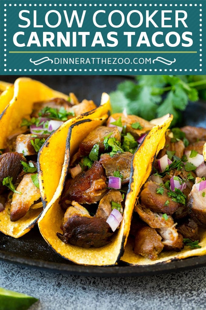Slow Cooker Carnitas Tacos Recipe | Pork Tacos #tacos #pork #dinner #slowcooker #crockpot #sadud