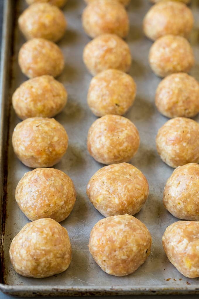 Chicken Meatballs Recipe | Baked Meatballs #chicken #meatballs #dinner #sadud #comfortfood Ground chicken with herbs and spices, rolled into balls.