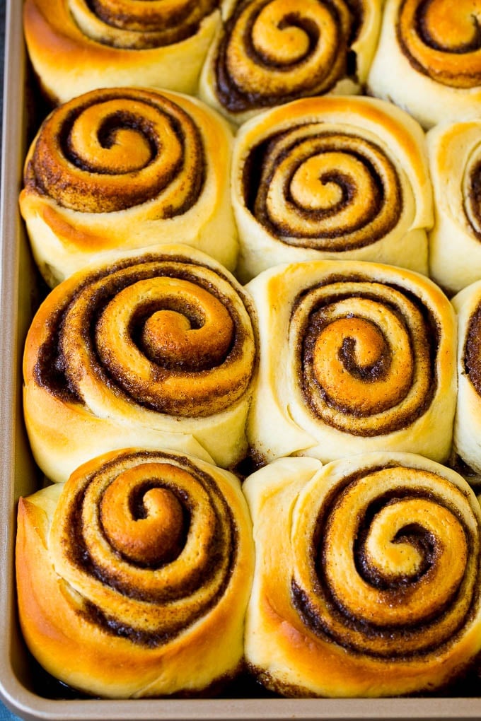 Cinnamon Rolls Recipe | Cinnamon Buns #cinnamon #rolls #pastry #breakfast #brunch #sweets #sadud #baking #bread Baked buns on a sheet pan.