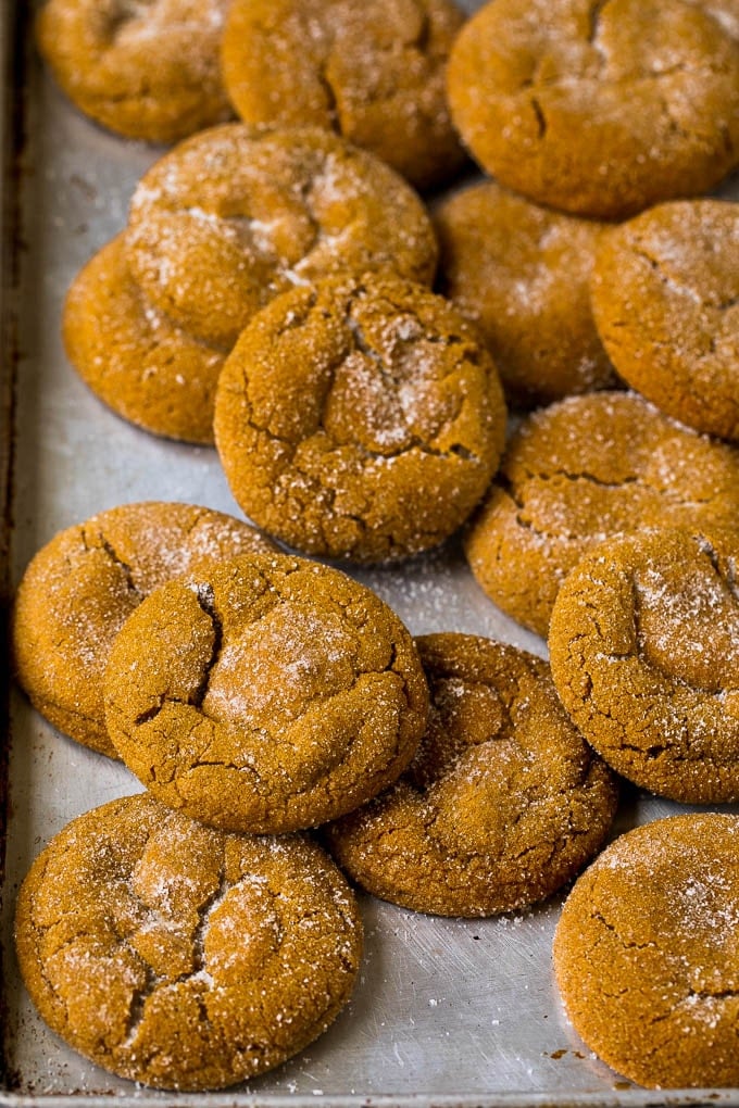 Molasses Cookies Recipe | Spice Cookies #cookies #baking #christmas #dessert #sadud Baked cookies on a sheet pan.