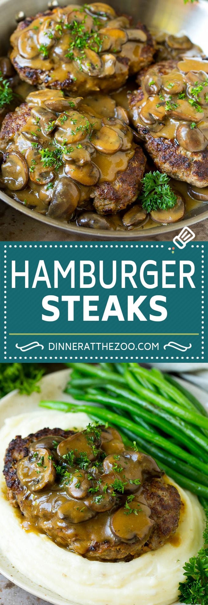 Hamburger Steaks with Mushroom Gravy Recipe | Salisbury Steak #hamburger #groundbeef #mushrooms #gravy #dinner #sadud
