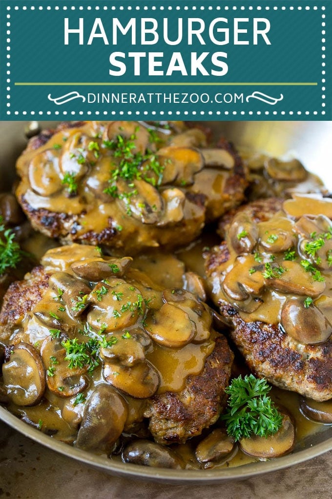 Hamburger Steaks with Mushroom Gravy Recipe | Salisbury Steak #hamburger #groundbeef #mushrooms #gravy #dinner #sadud